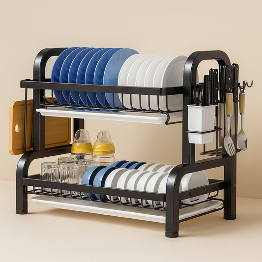 Escorredor Duplo – Mais espaço e organização para sua cozinha.